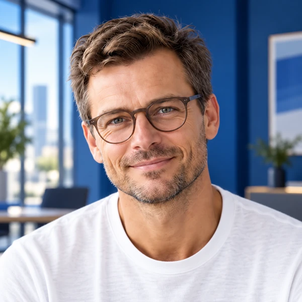 AI-generated portrait for the fictional founder placeholder Mikkel Sørensen