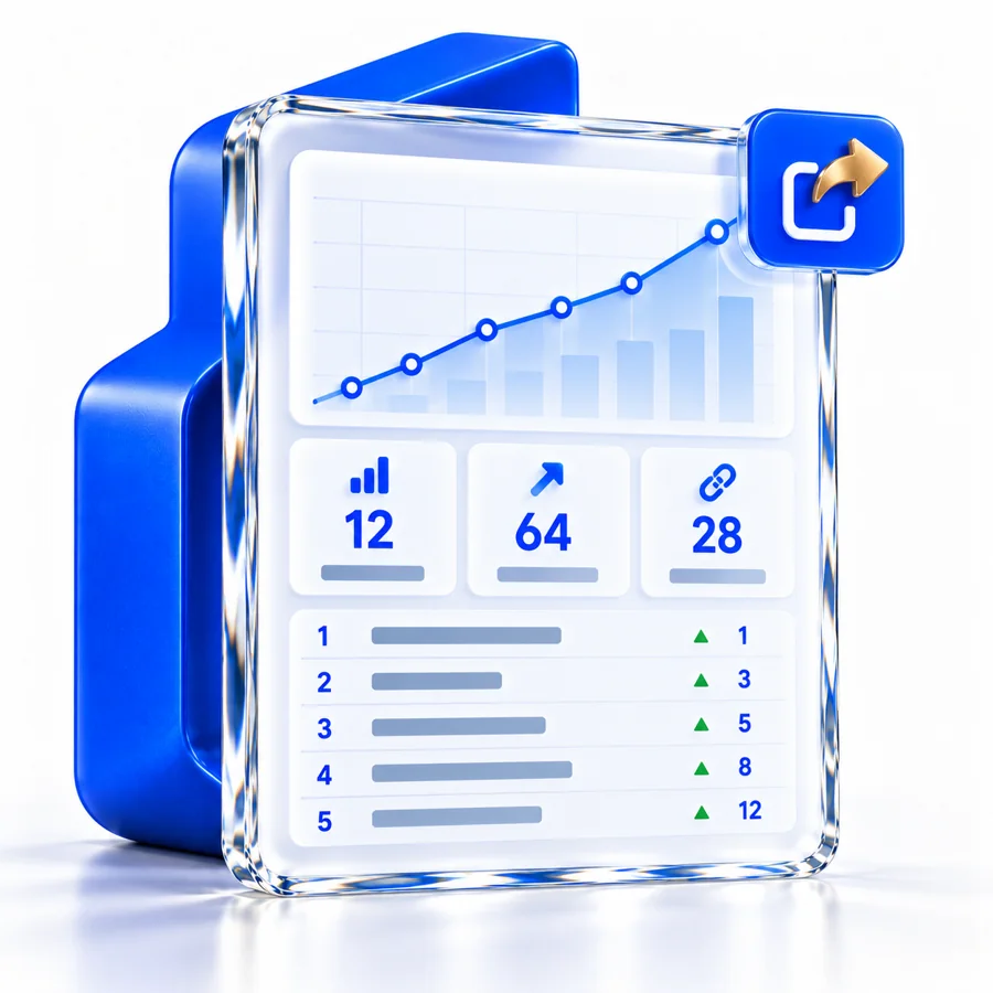 Ranking trend chart with an export symbol